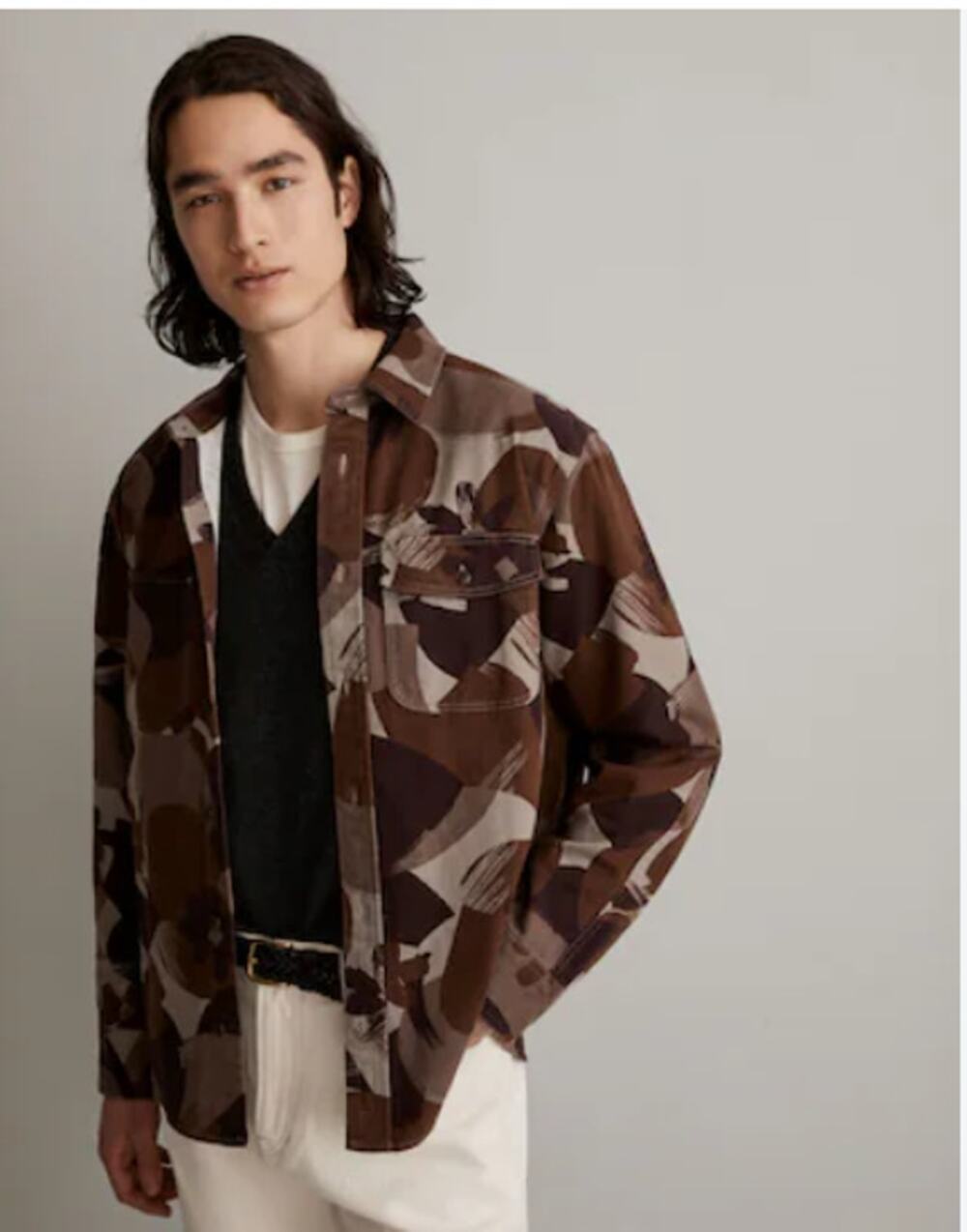 Madewell Work Shirt in Brushstroke Camo L Easy Fit Utility Workwear Overshirt